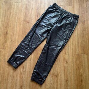 Love University High Rise Stretch Ankle Jogger Pants Black Shine NWT Size L